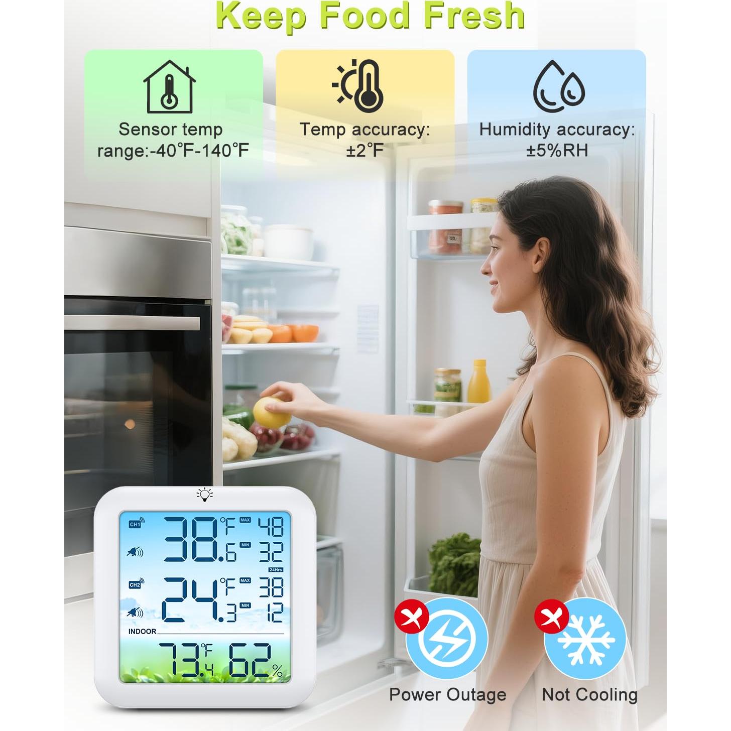 Termómetro Inalámbrico Bomivoi para Refrigerador y Congelador