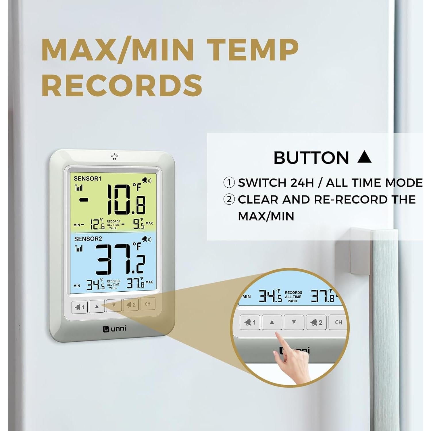 Termómetro Digital Inalámbrico U UNNI para Refrigerador y Congelador