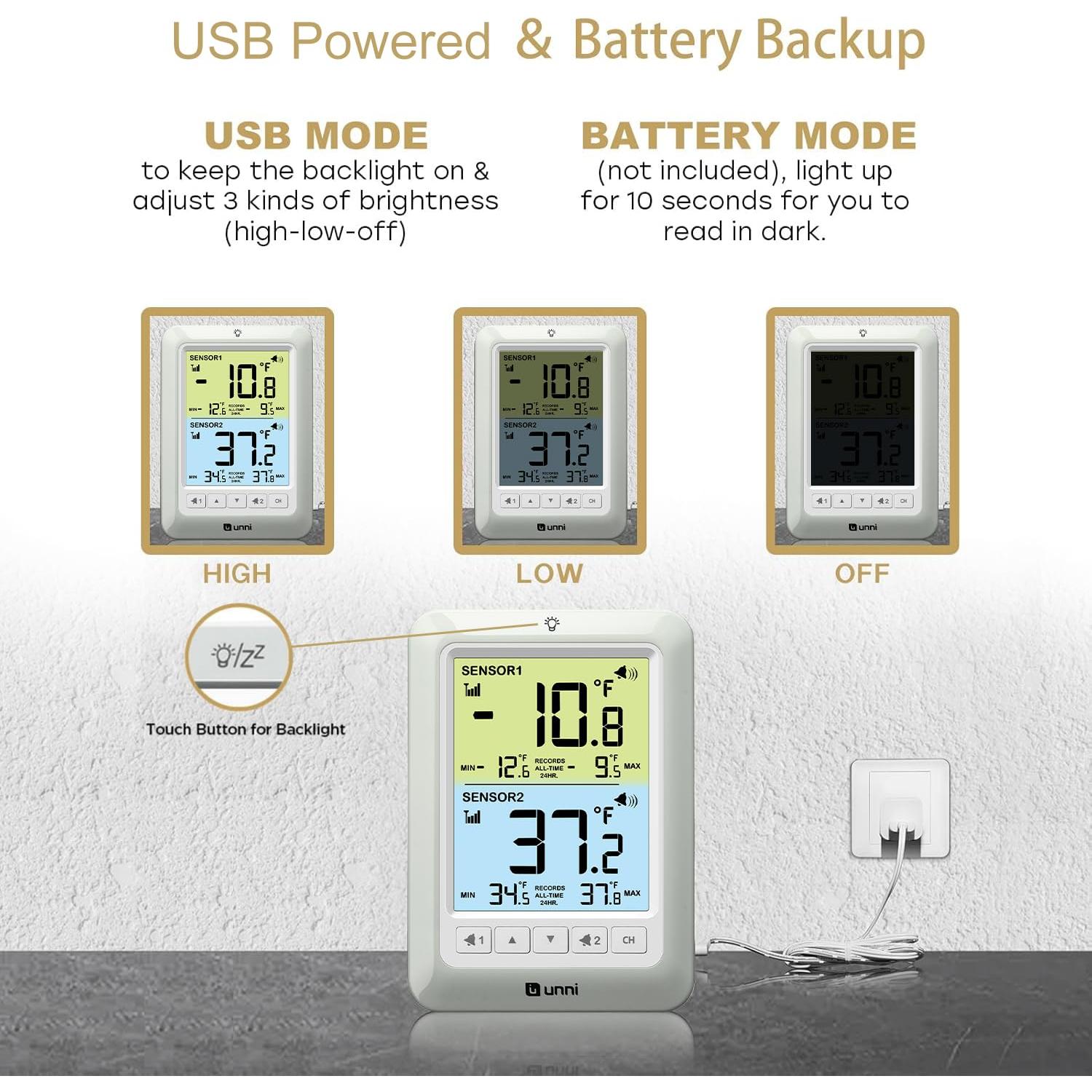 Termómetro Digital Inalámbrico U UNNI para Refrigerador y Congelador