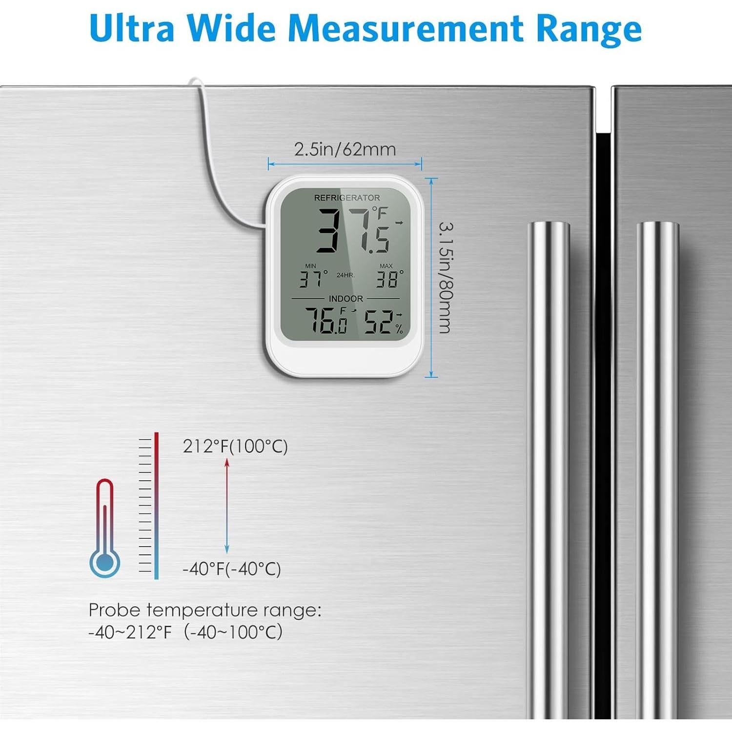 Termómetro Digital AMIR para Refrigerador con Sonda Externa