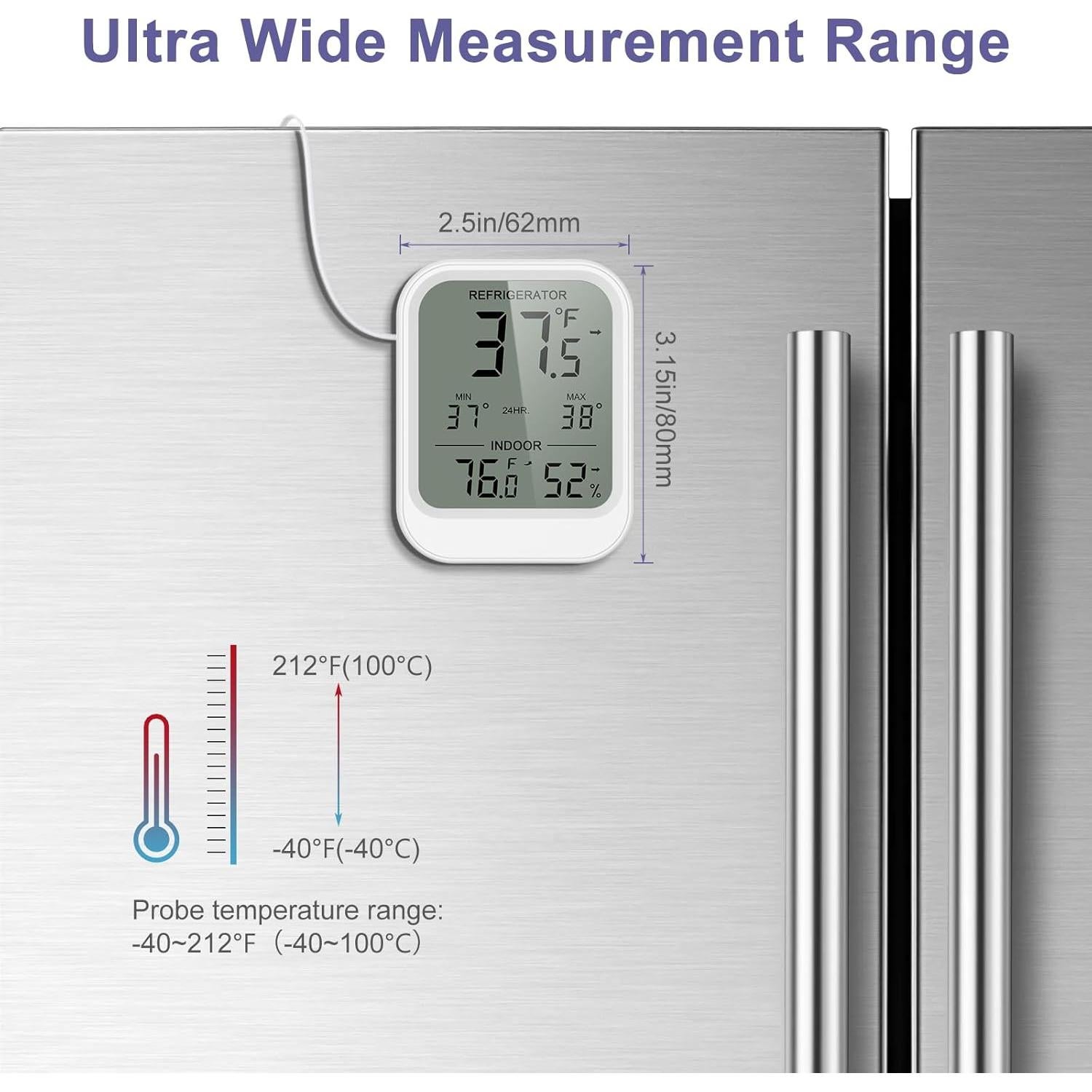 Termómetro Digital de Refrigerador JXTZ con Sonda 1.5m