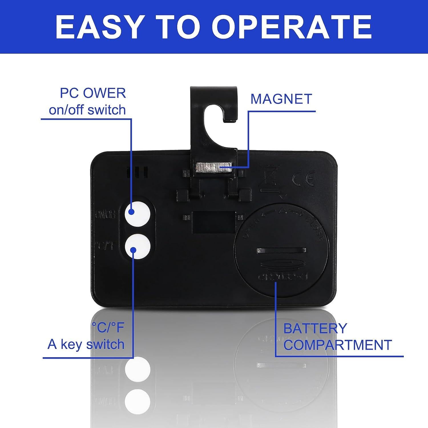 Termómetro Digital de Refrigerador DORHEA 2 Pcs LCD -20°C a 50°C