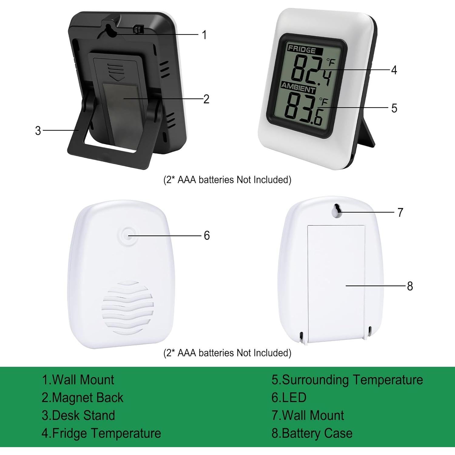 Termómetro Inalámbrico Urageuxy para Refrigerador y Congelador