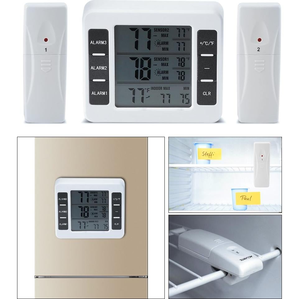 Termómetro Digital de Nevera Ejoyous con 2 Sensores y Alarma