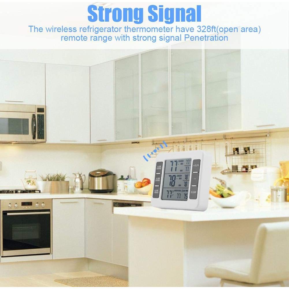 Termómetro Digital de Nevera Ejoyous con 2 Sensores y Alarma