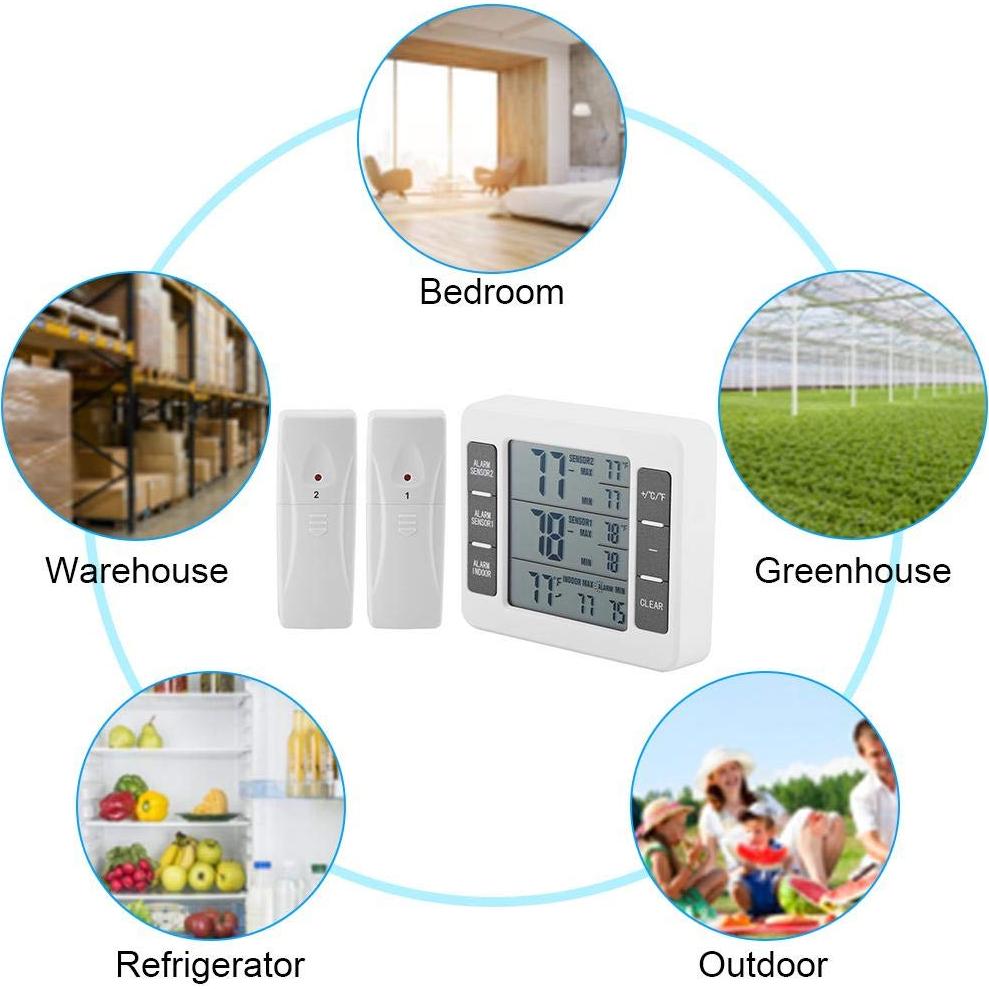 Termómetro Digital de Nevera Ejoyous con 2 Sensores y Alarma
