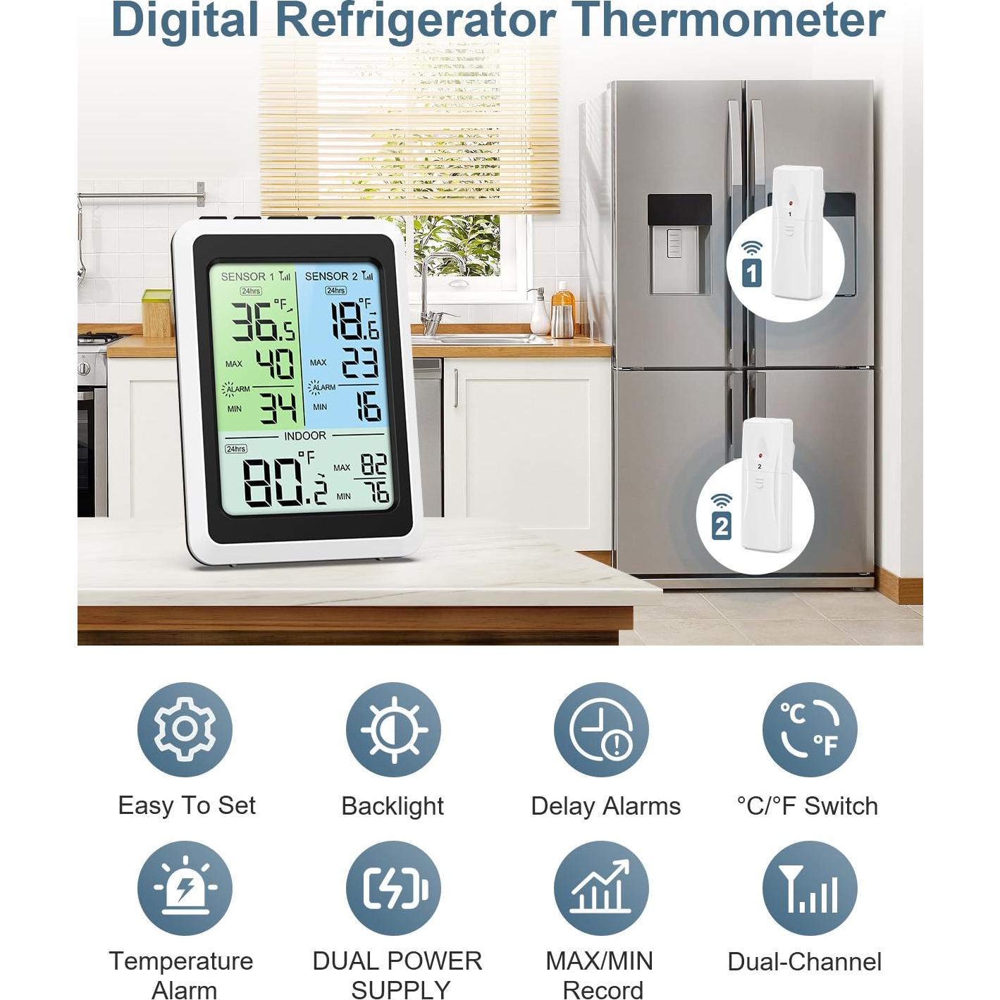Termómetro Digital Inalámbrico Ankilo con 2 Sensores y Alarma
