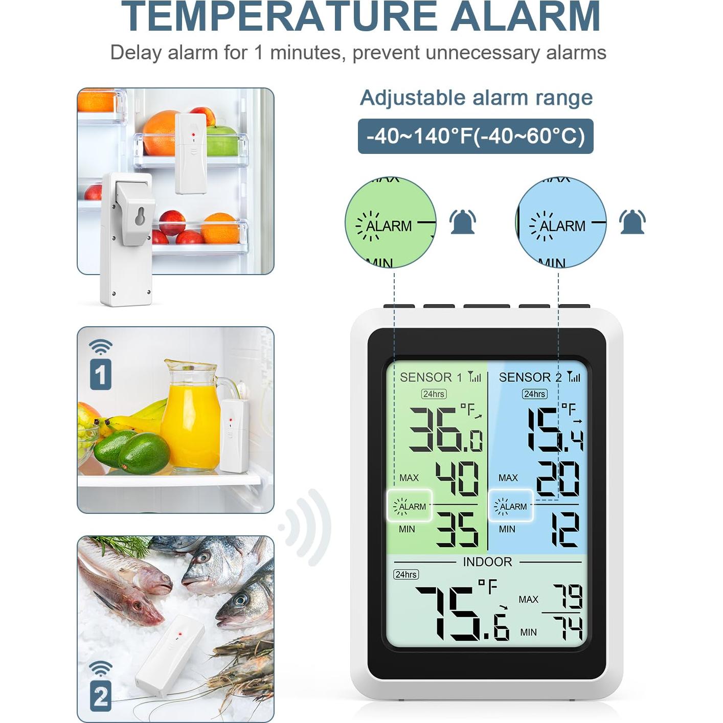 Termómetro Digital Inalámbrico Ankilo con 2 Sensores y Alarma