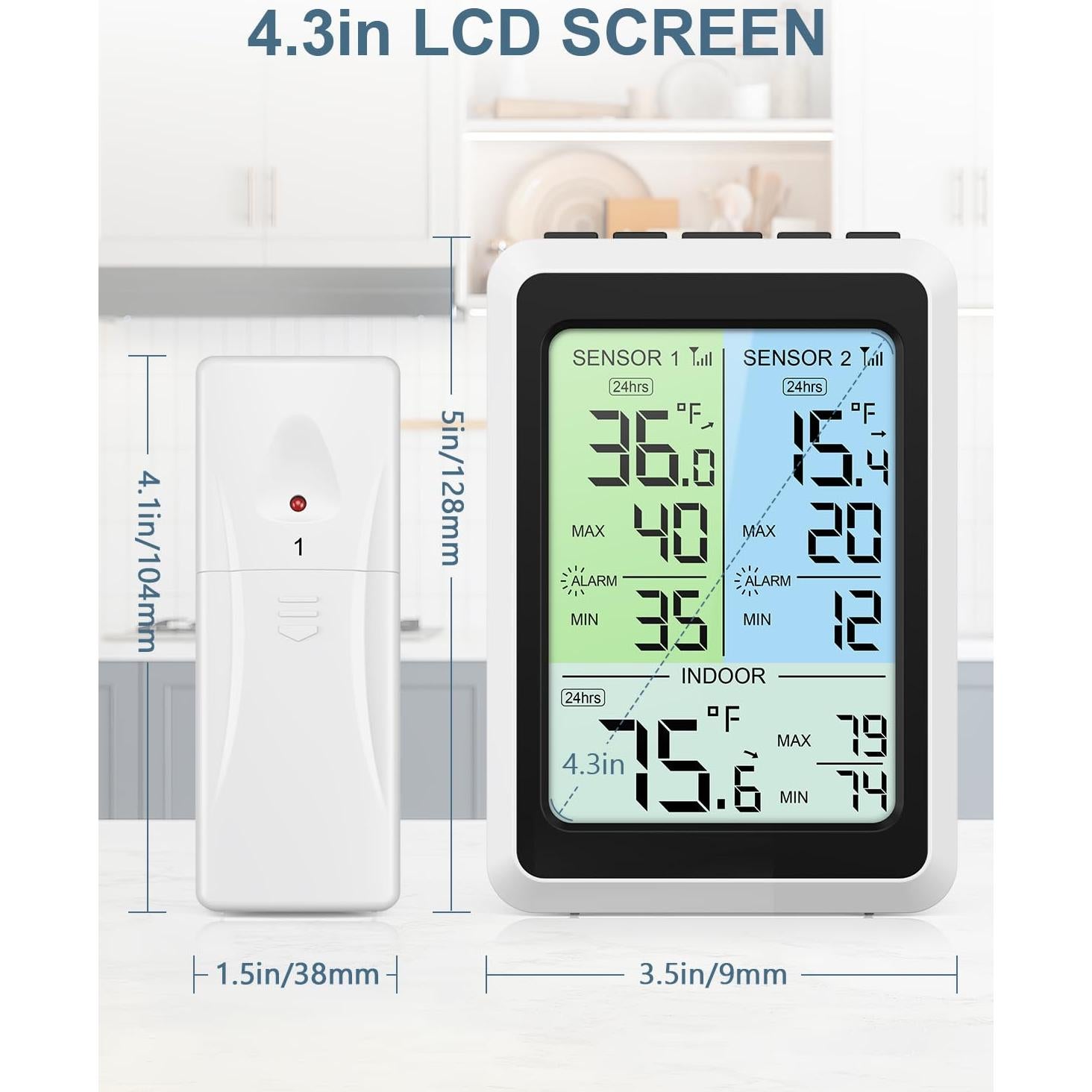 Termómetro Digital Inalámbrico Ankilo con 2 Sensores y Alarma