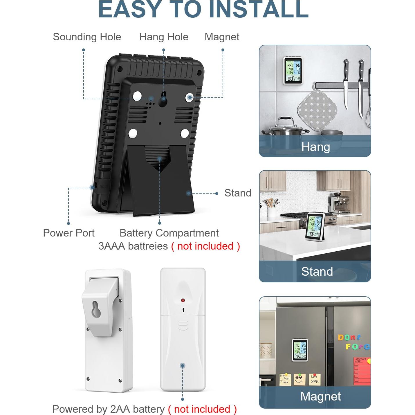 Termómetro Digital Inalámbrico Ankilo con 2 Sensores y Alarma