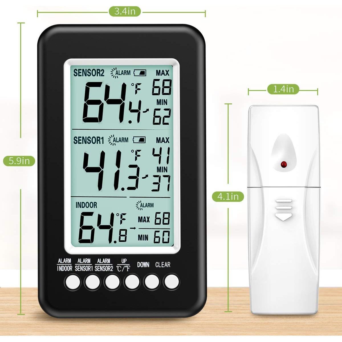 Termómetro Digital Inalámbrico KeeKit con 2 Sensores y Alarma