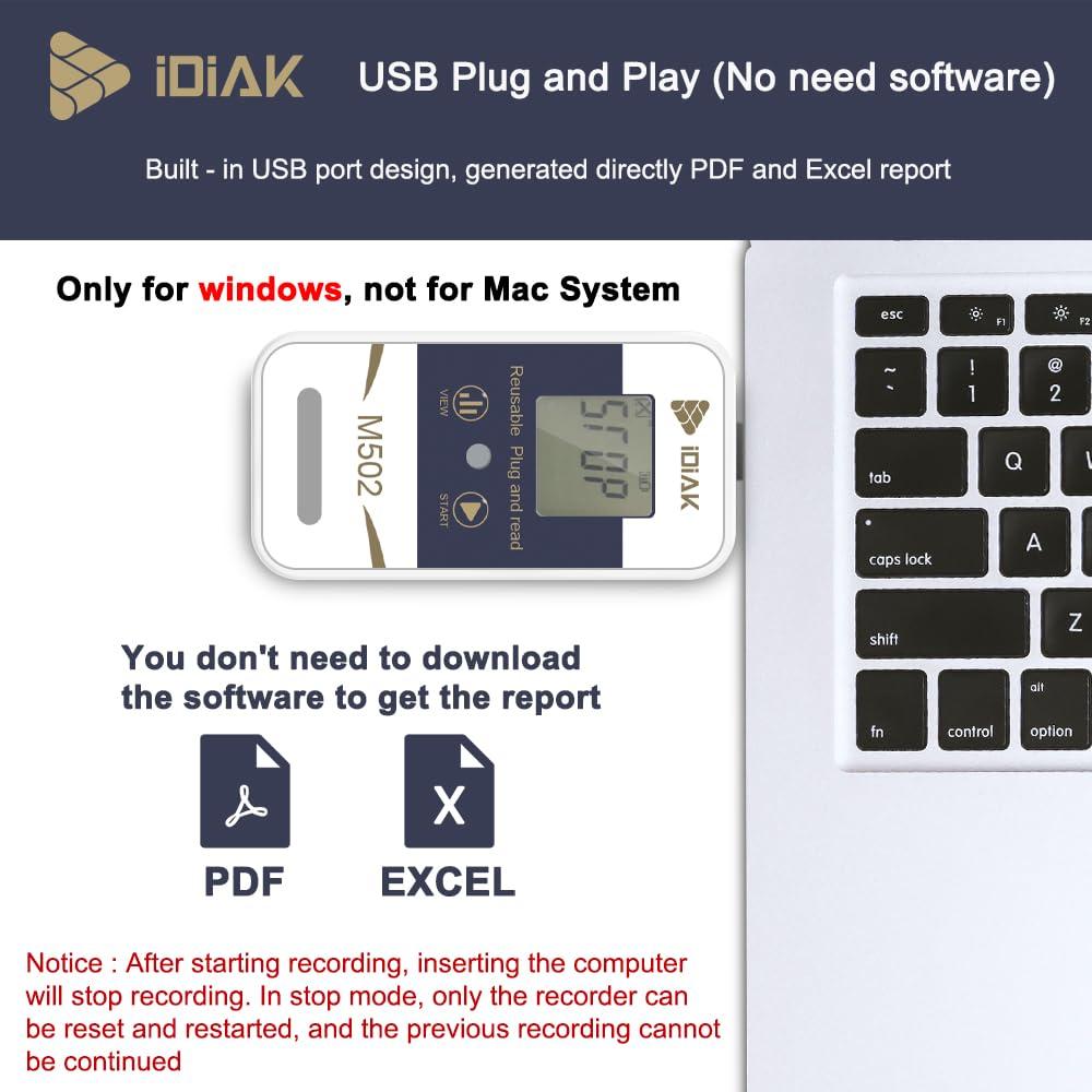 Registrador de Datos de Temperatura IDIAK M502 USB 14400 Puntos