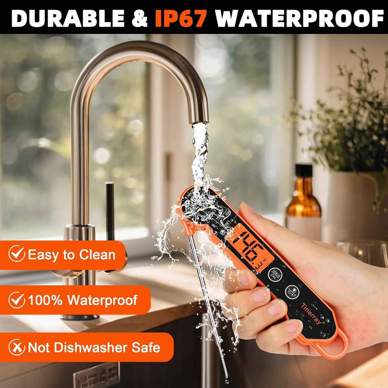 Termómetro Digital de Carne Tinerray - Lectura Rápida 1s, Impermeable