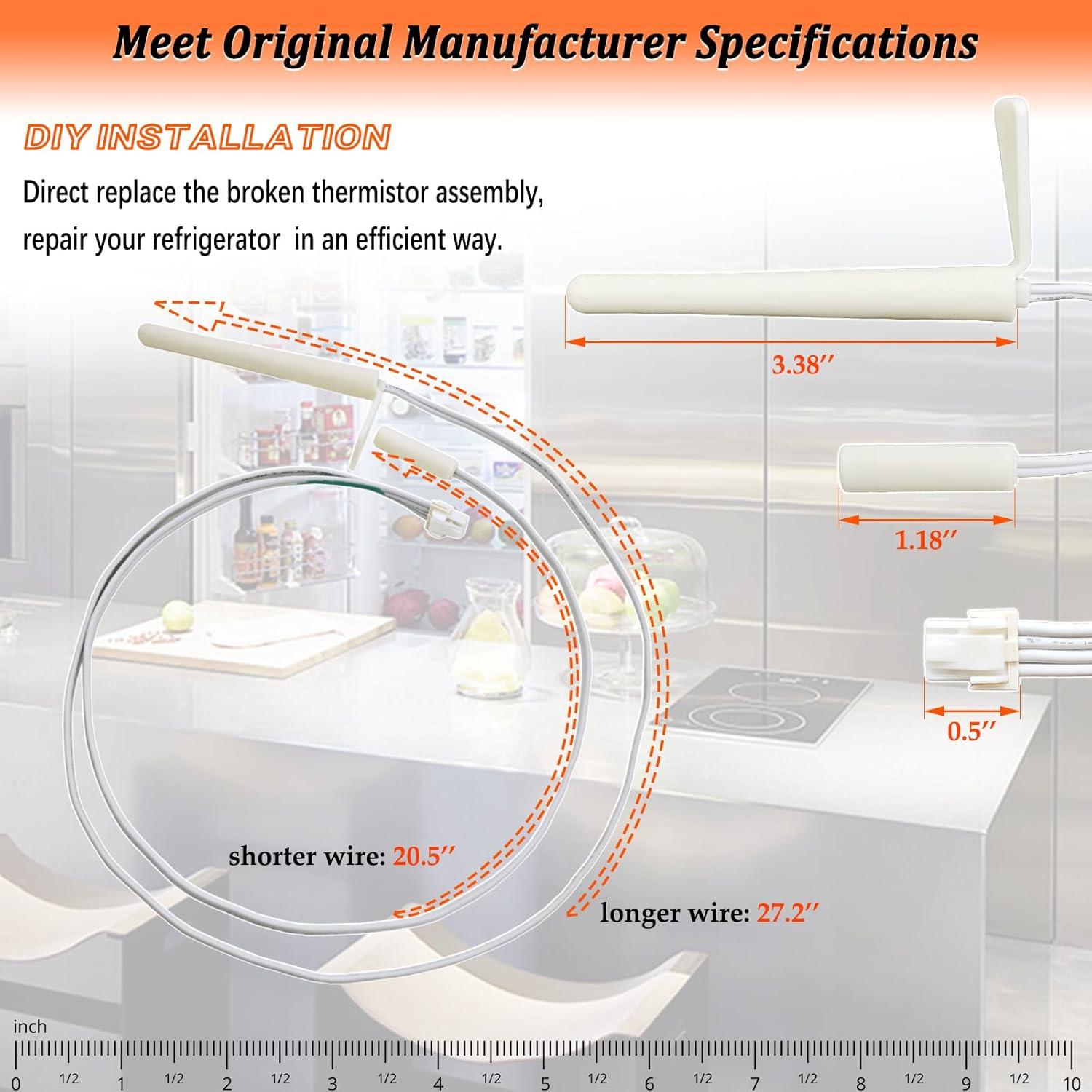 242278801 Refrigerator Thermistor Assembly for Frigidaire Refrigerator Temperature Sensor Replacement Parts AP5802148, EAP8760187, PS8760187