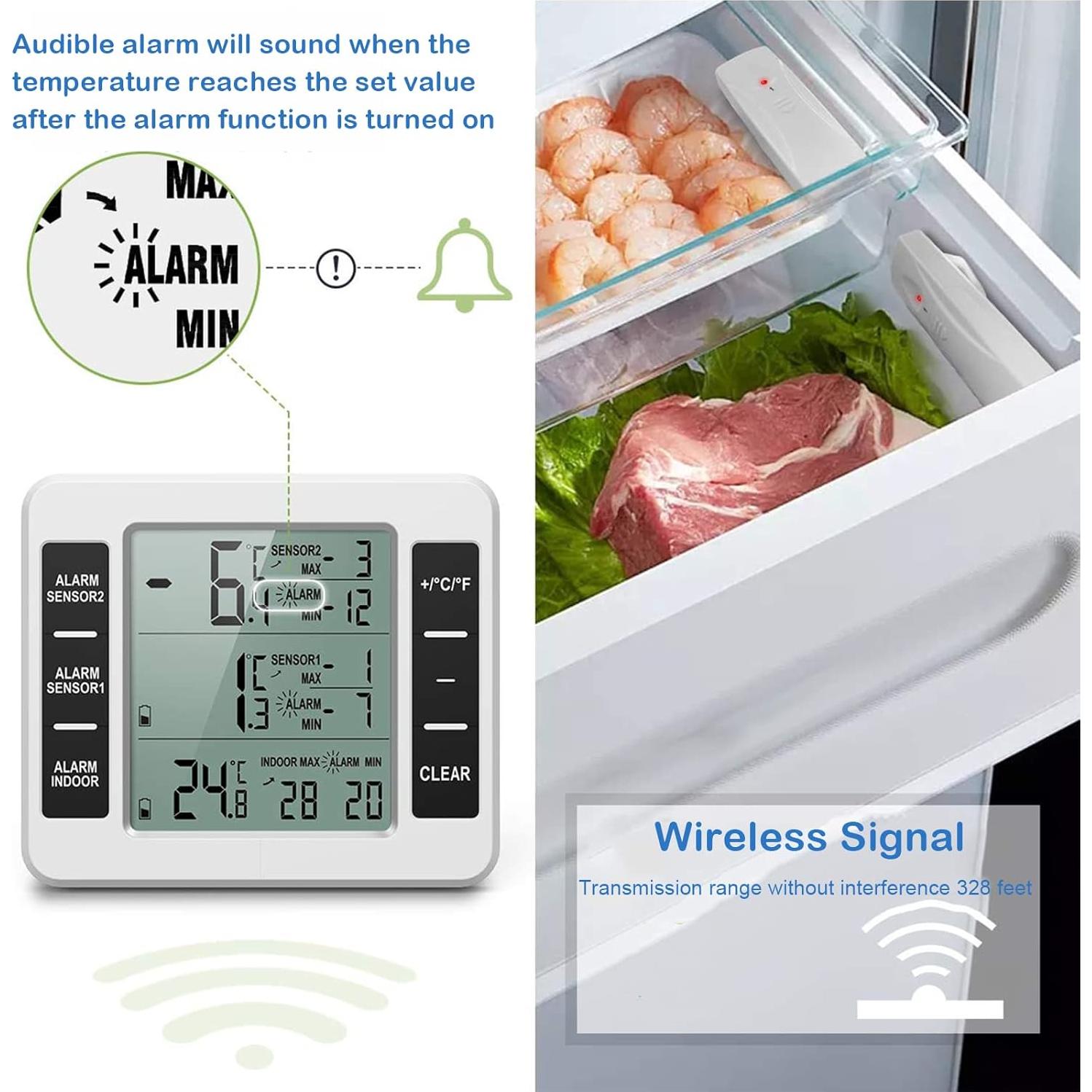 Termómetro Digital para Refrigerador Eboxer con Alarma y 2 Sensores