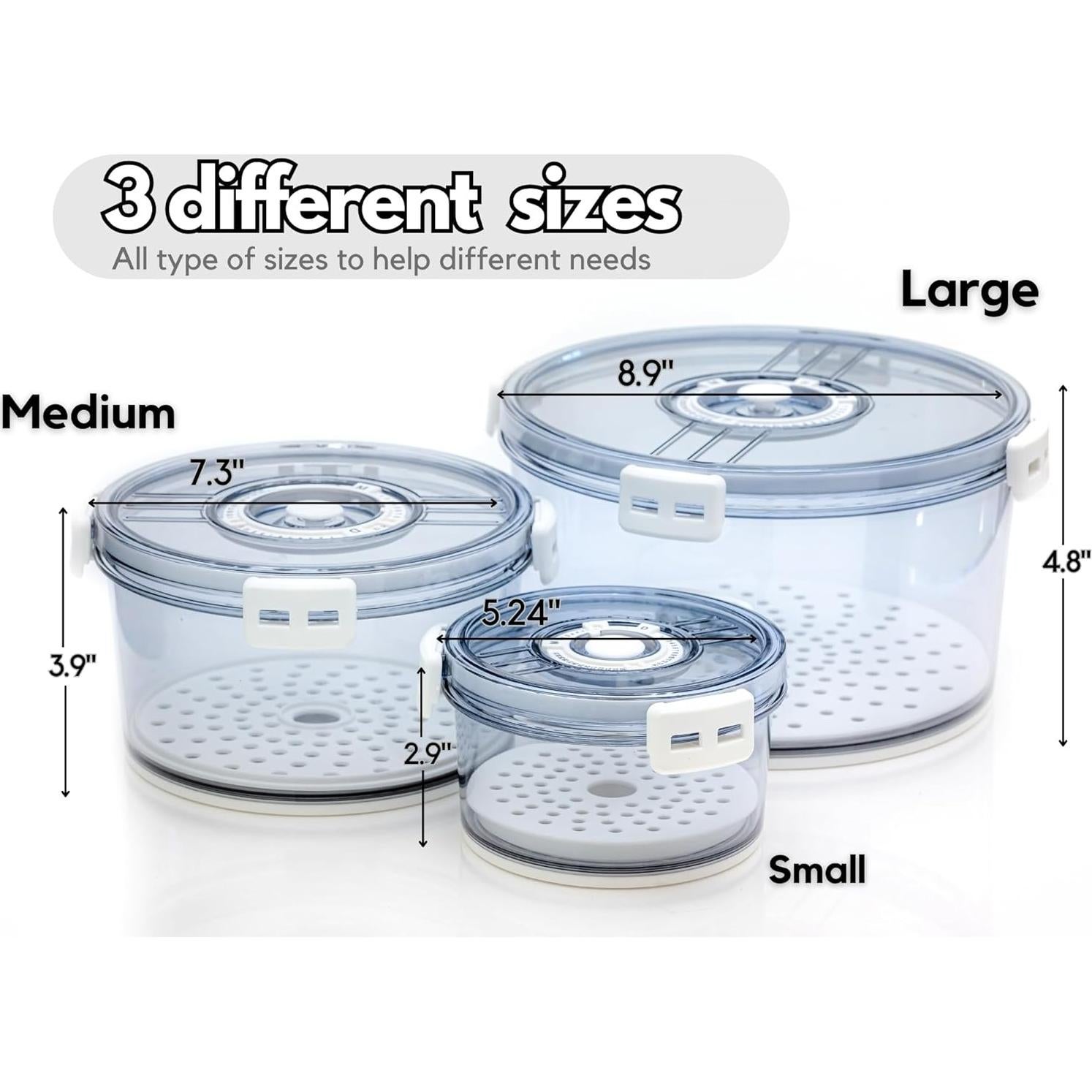 Conservador Hermético de Lechuga NEBQUINETTI Juego de 3 Piezas