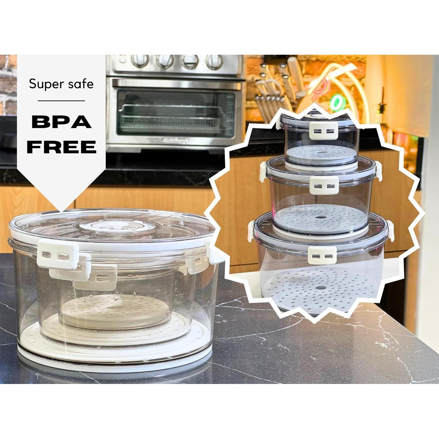 Conservador Hermético de Lechuga NEBQUINETTI Juego de 3 Piezas