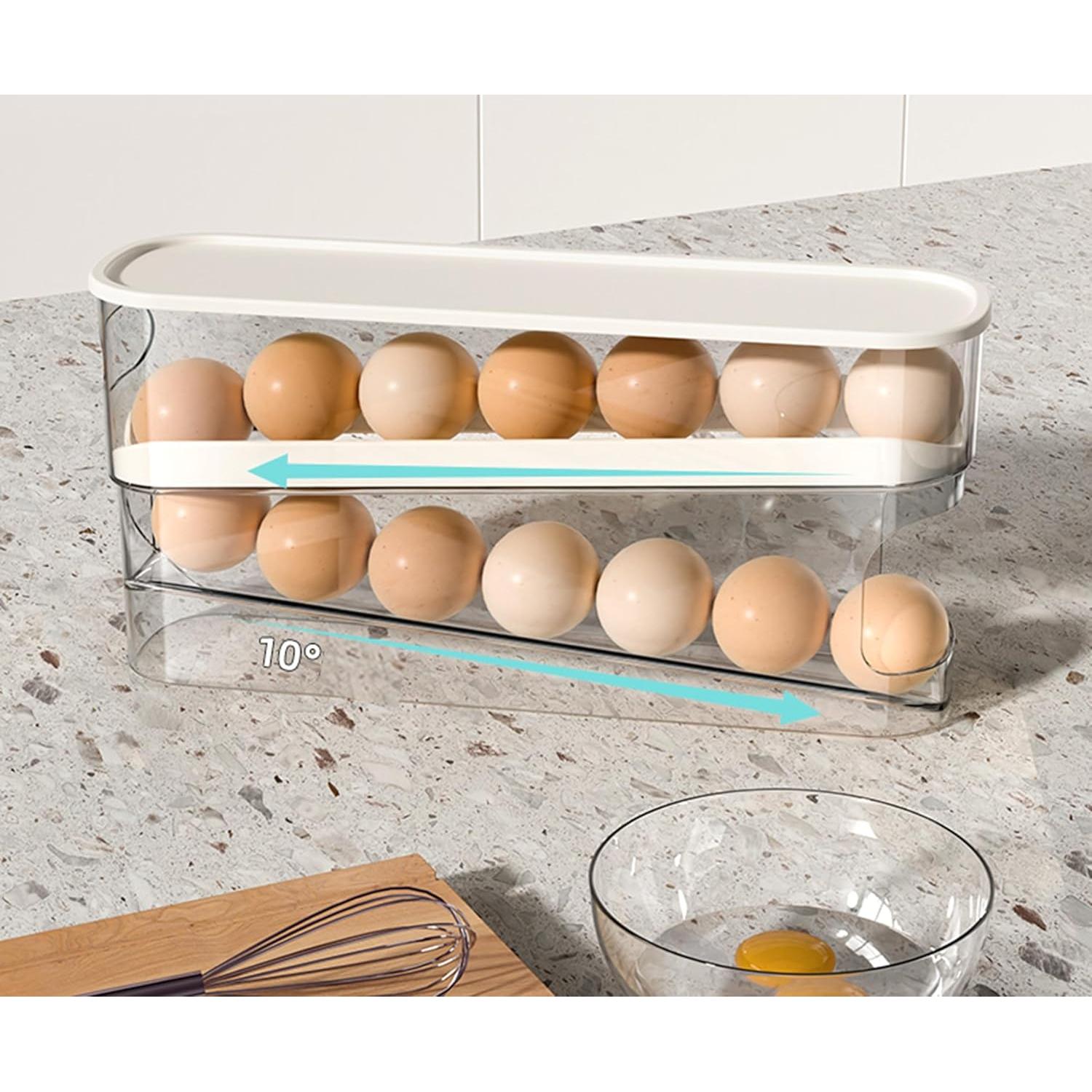 Dispensador de Huevos Rodante OEYEWOW, 2 Bandejas para 12 Huevos