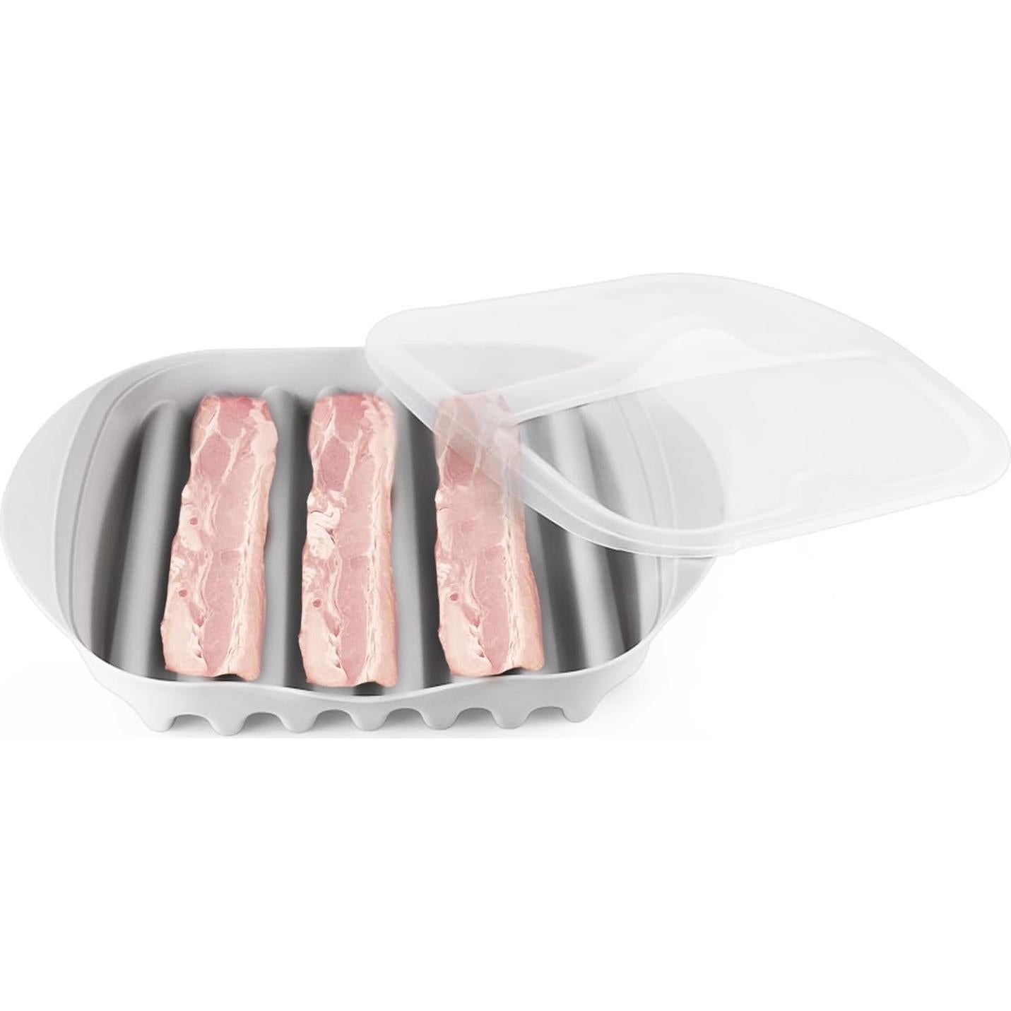 Bandeja para Cocinar Bacon en Microondas Newkaijian - Blanco