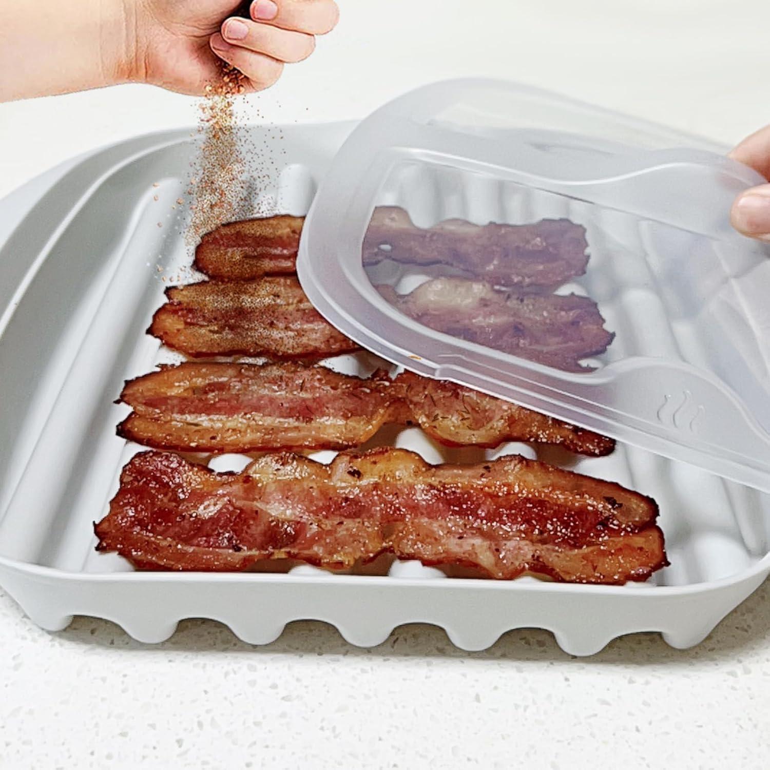 Bandeja para Cocinar Bacon en Microondas Newkaijian - Blanco