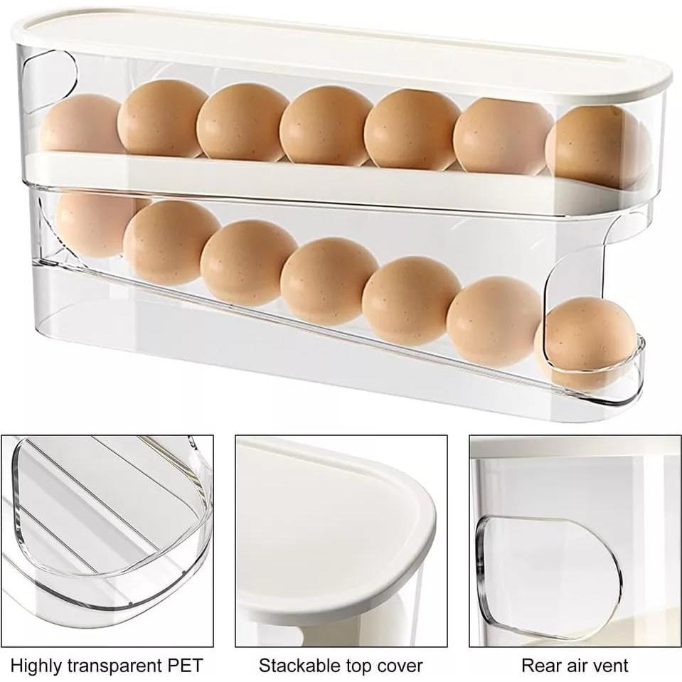 Soporte de Huevos Rodante HYGRAD 12 Huevos Transparente 30.5x8.5x14.2cm