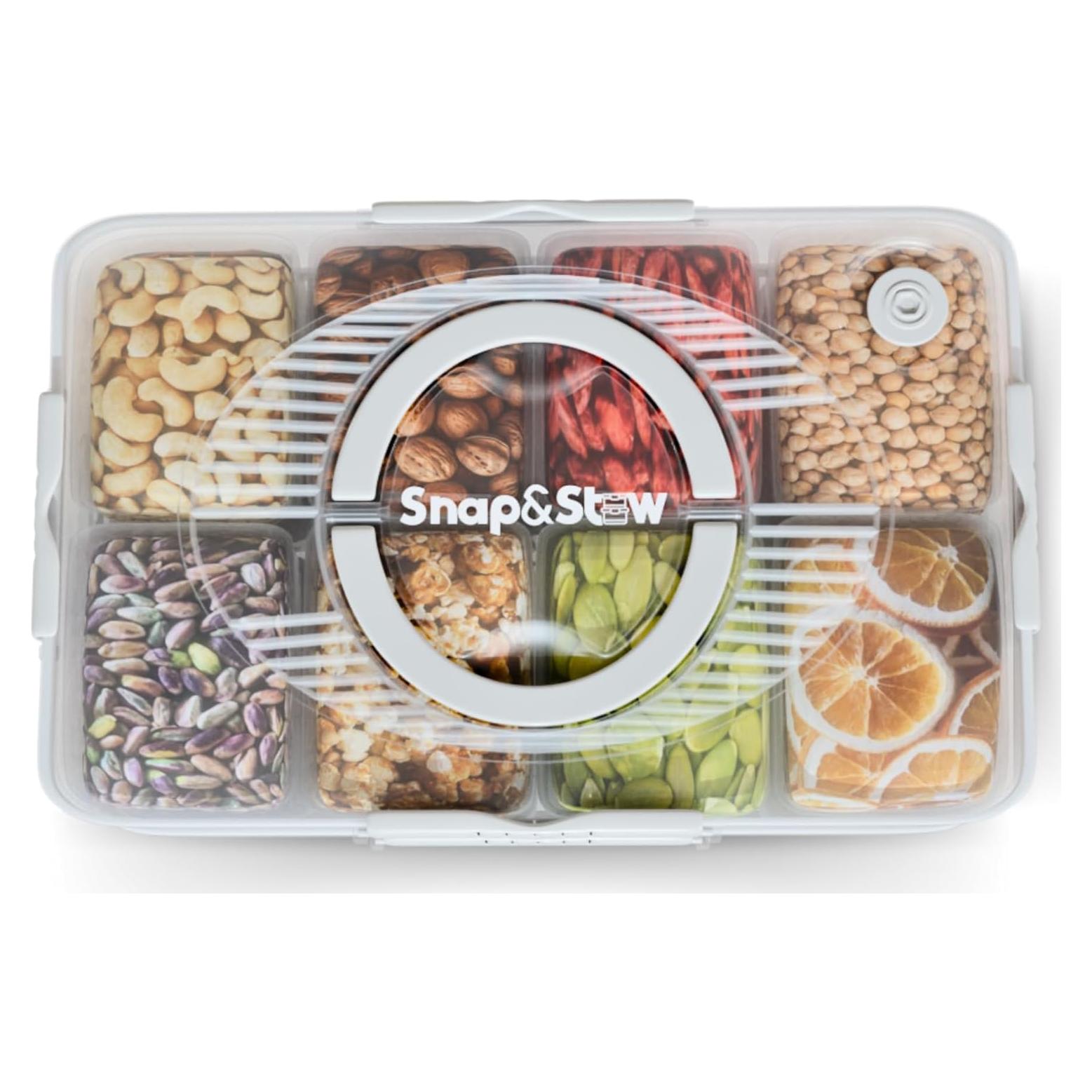 Caja de bocadillos apilable Snap&Stow con 8 compartimentos