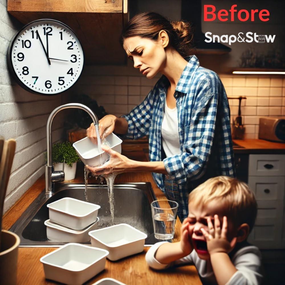 Caja de bocadillos apilable Snap&Stow con 8 compartimentos