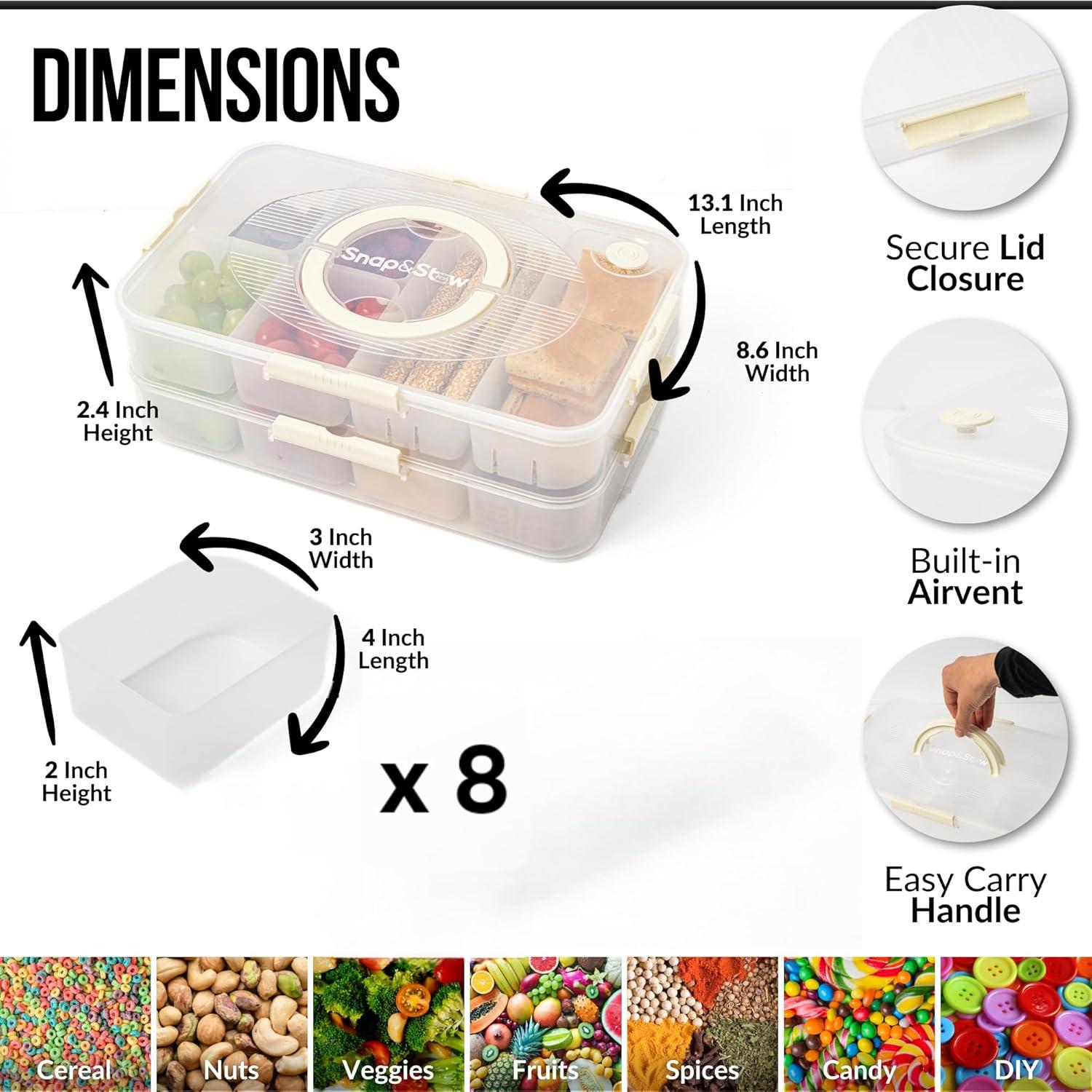 Caja de bocadillos apilable Snap&Stow con 8 compartimentos