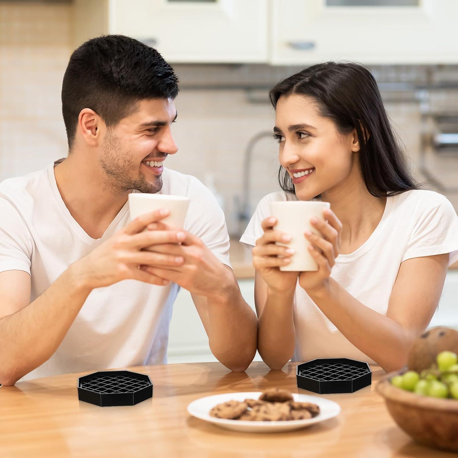 Bandeja de Goteo Octagonal HaiFafafaing 10.5 cm Negra - 2 Pcs