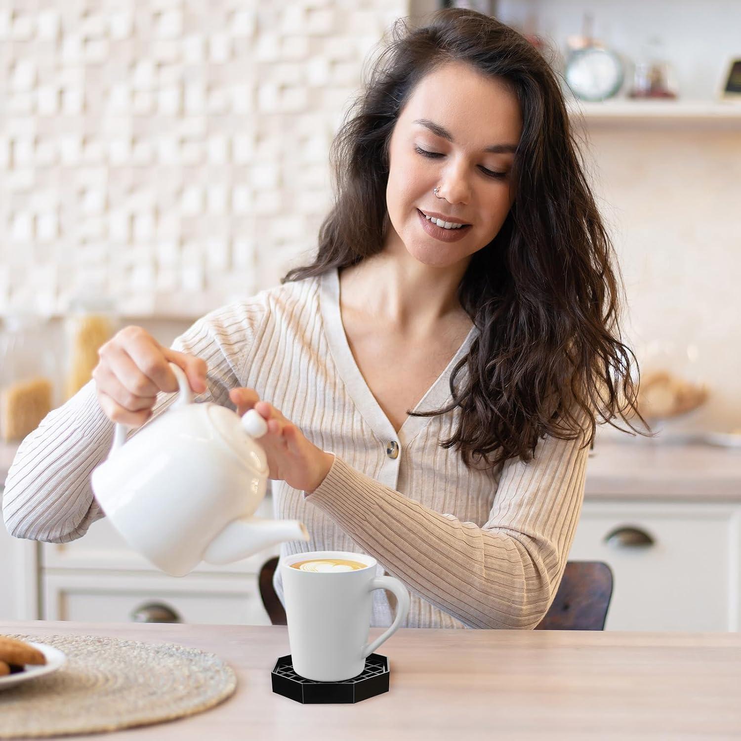 Bandeja de Goteo Octagonal HaiFafafaing 10.5 cm Negra - 2 Pcs