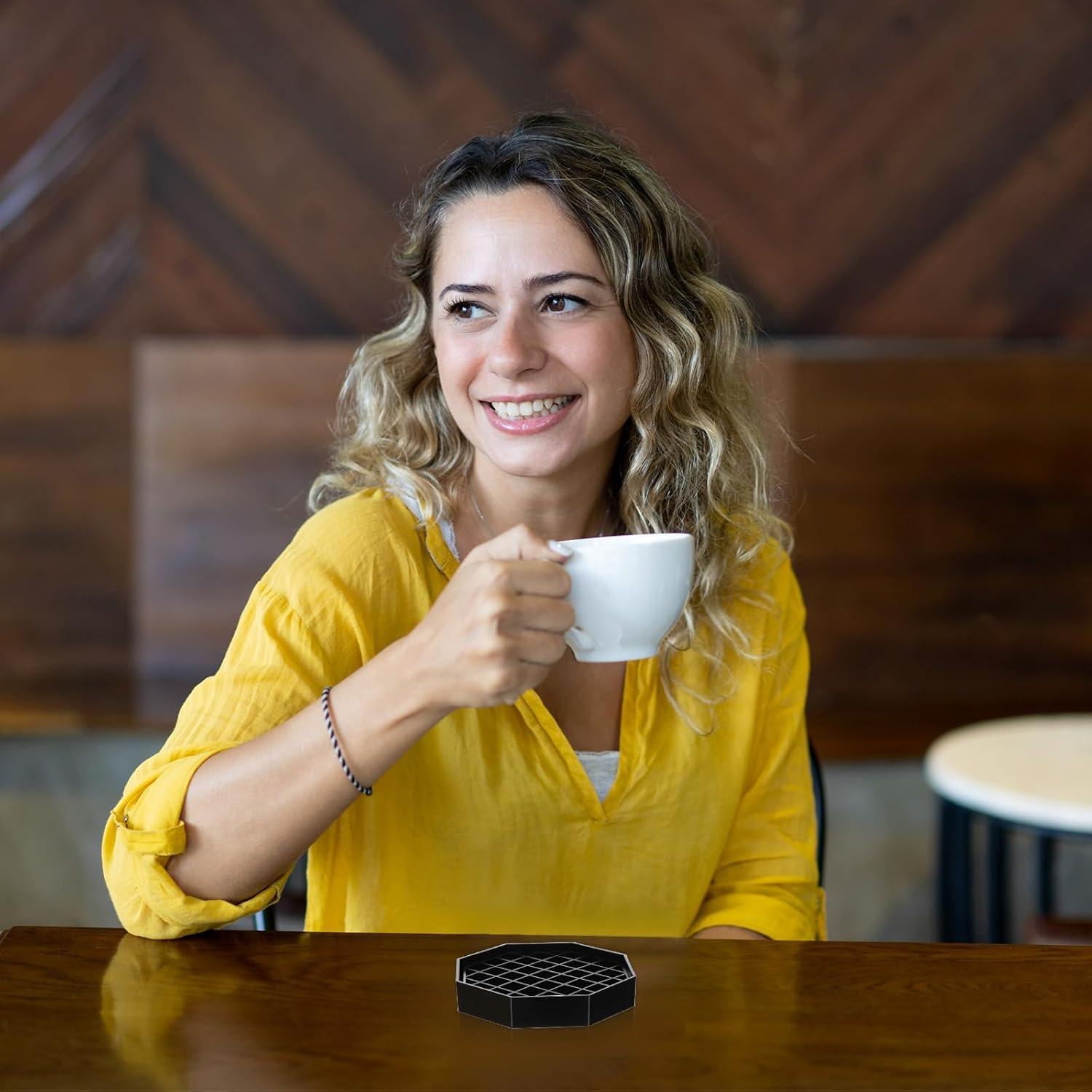 Bandeja de Goteo Octagonal HaiFafafaing 10.5 cm Negra - 2 Pcs