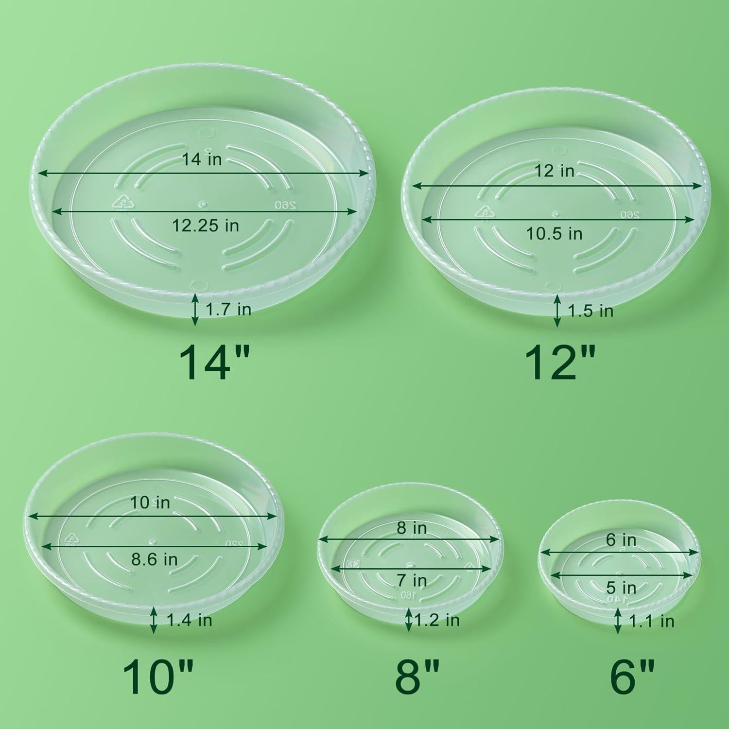 Bandejas para Plantas Hoewina - Paquete de 6 de 25.4 cm