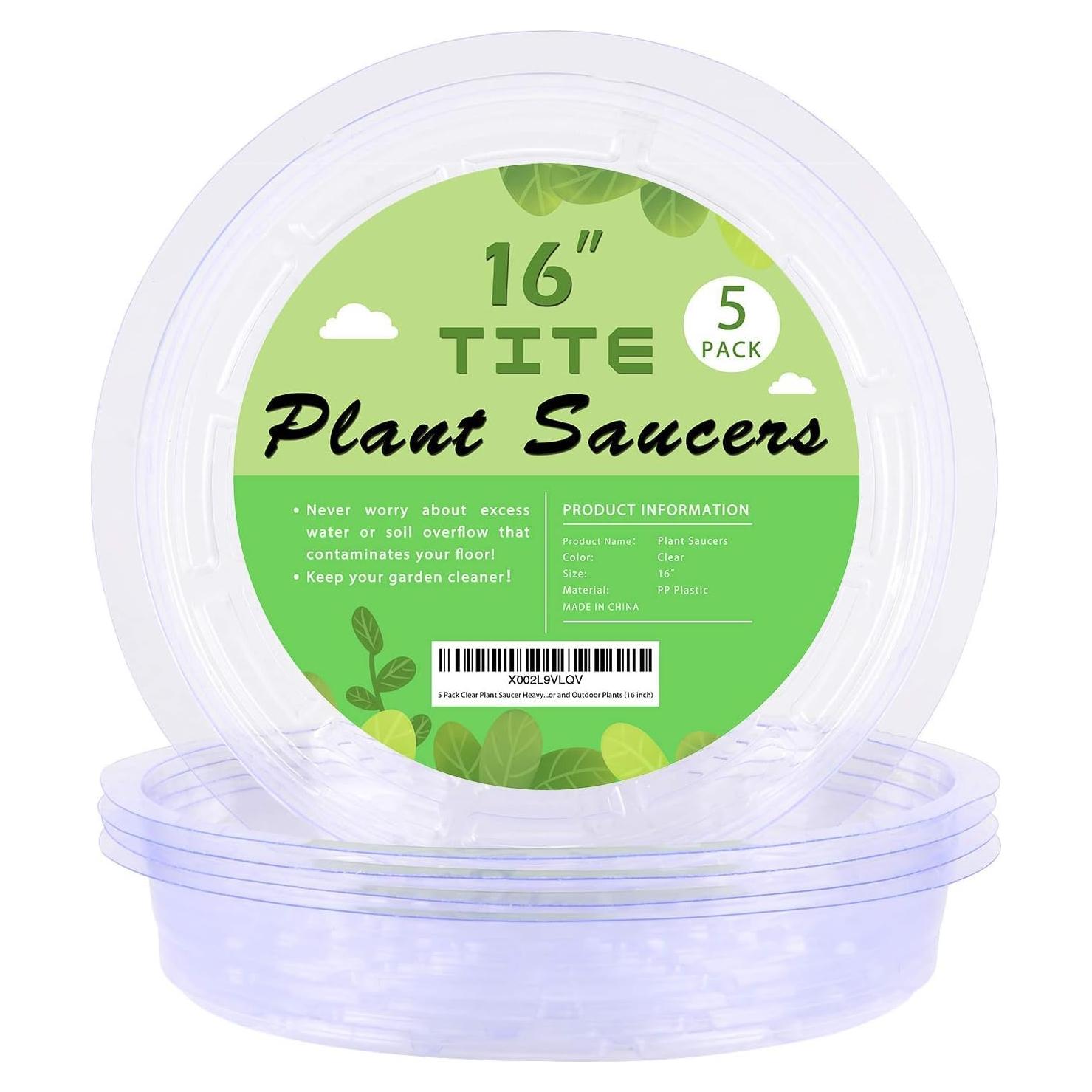 Paquete de 5 Platillos Transparentes TITE 40.6 cm para Plantas