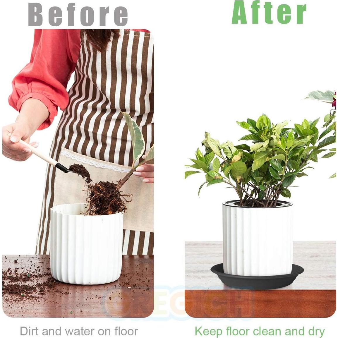 6 Platos de Drenaje para Macetas GREGICH 14.7 cm Negro