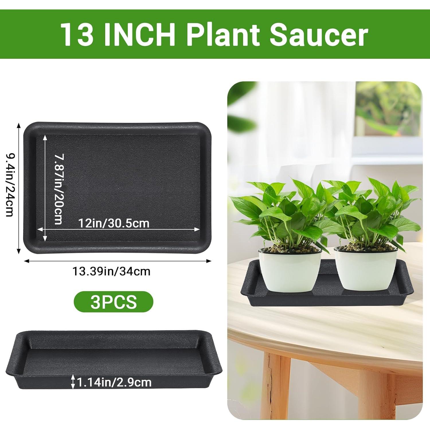 Bandeja de Drenaje para Macetas GREANER 33 cm Negra - 3 Piezas