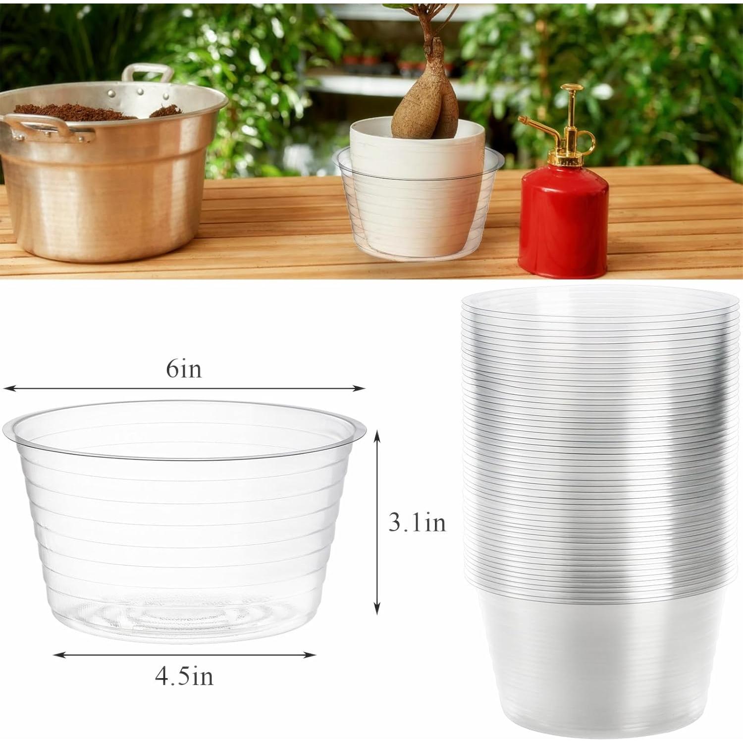 Tebery 50 Platillos de Plástico Transparente 15 cm para Macetas