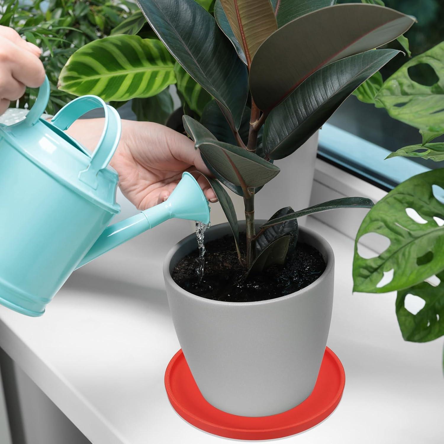 Plato de Cerámica Redondo PATIKIL 26 cm Negro para Plantas