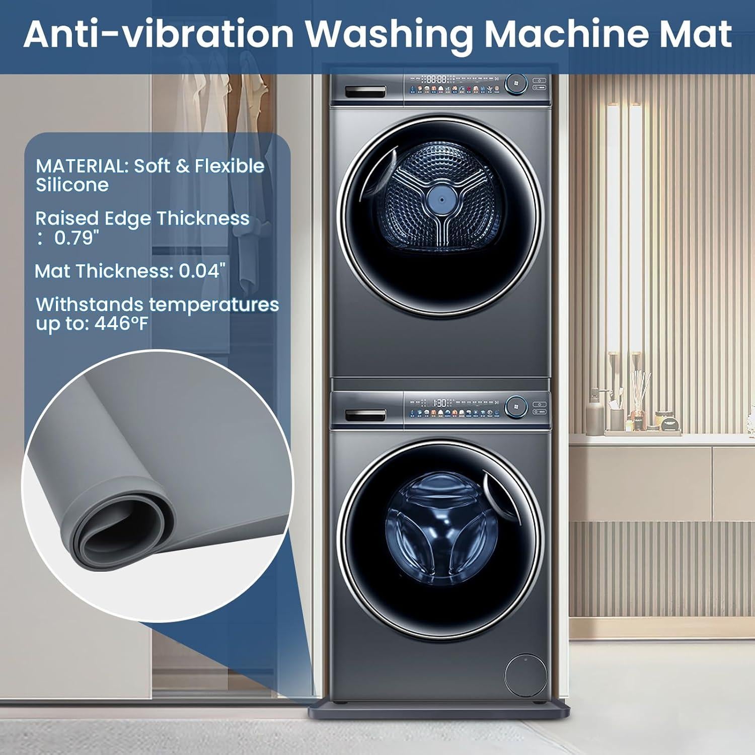 Bandeja de Silicona Antideslizante para Lavadora 68.58 cm Gris