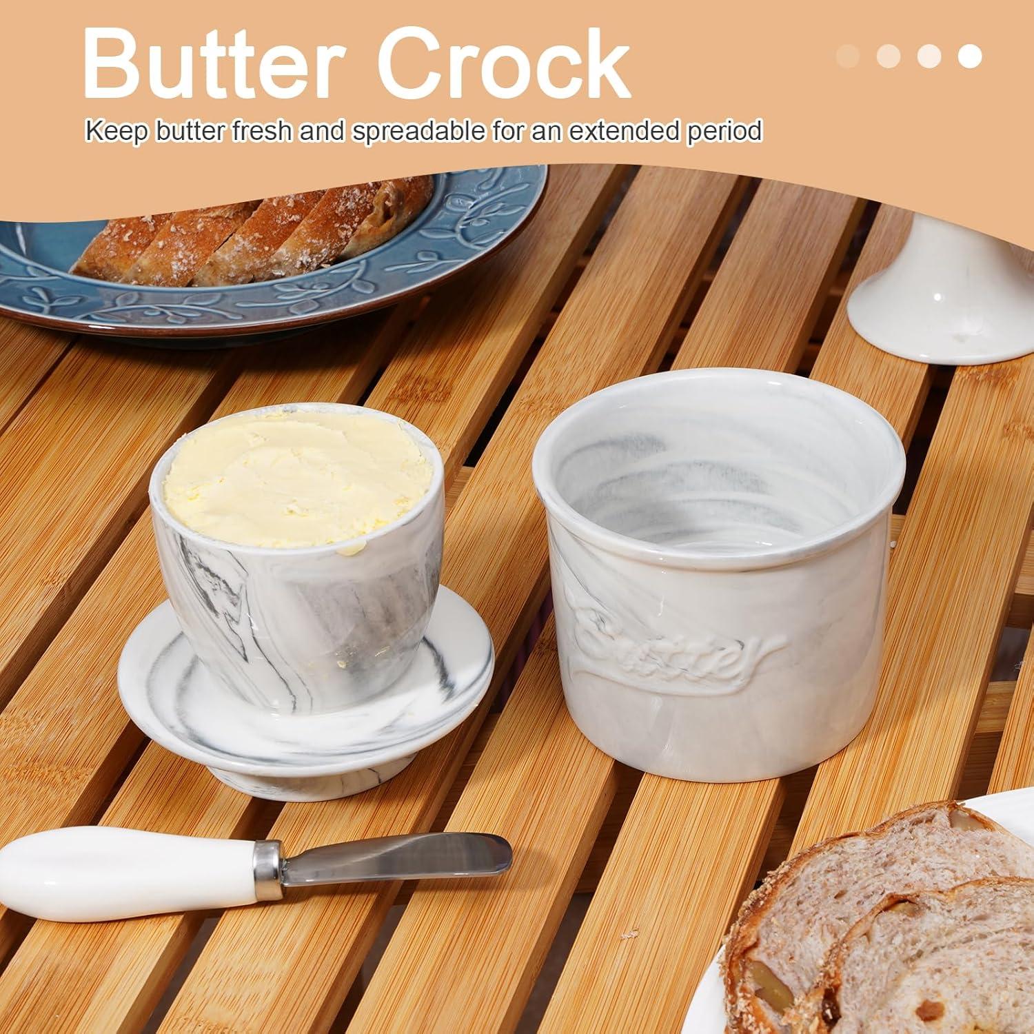 Crock de Mantequilla Cerámica Eichzer Veteado 113g con Tapa