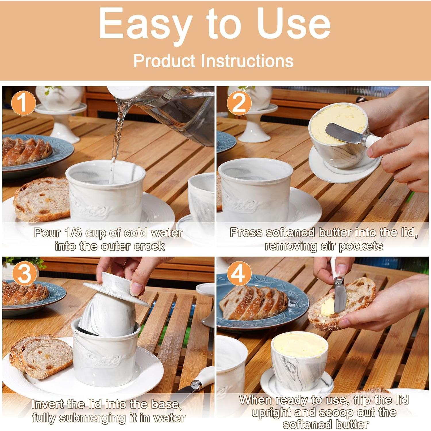 Crock de Mantequilla Cerámica Eichzer Veteado 113g con Tapa