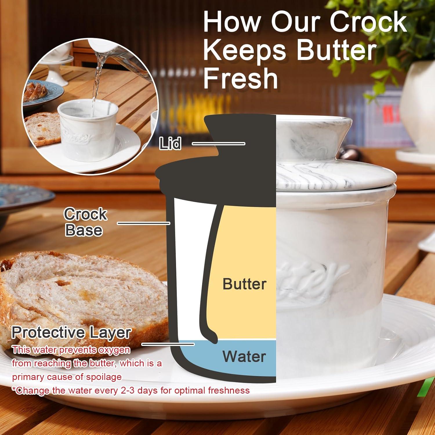 Crock de Mantequilla Cerámica Eichzer Veteado 113g con Tapa