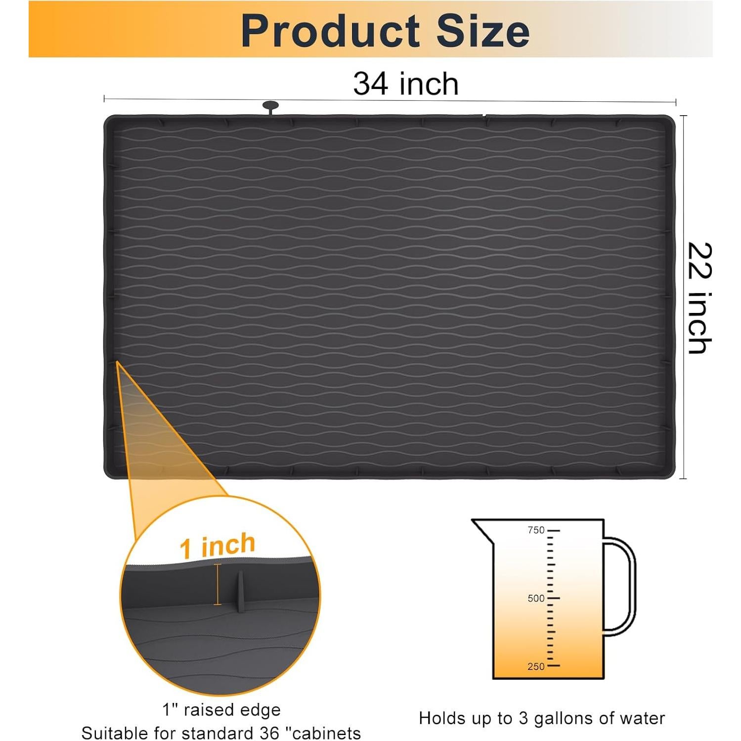 Alfombrilla de Silicona Impermeable MHHA 86.36x55.88cm Negra