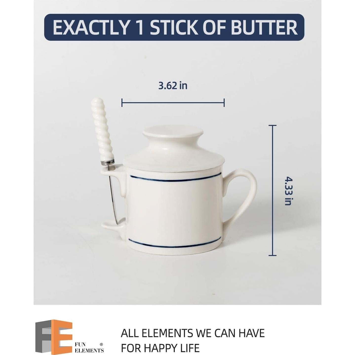 Crock de Mantequilla FUN ELEMENTS con Tapa y Cuchillo 113g