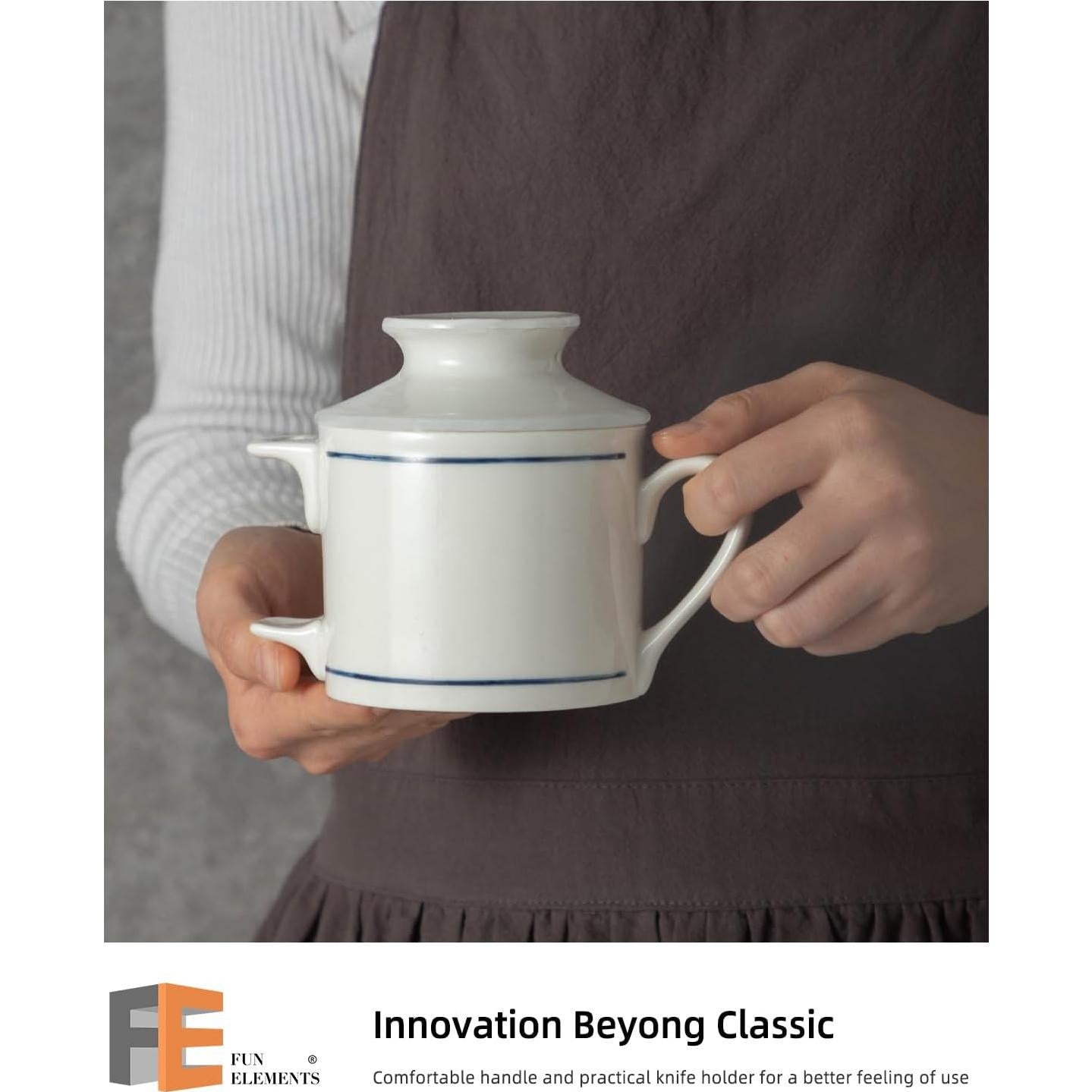 Crock de Mantequilla FUN ELEMENTS con Tapa y Cuchillo 113g