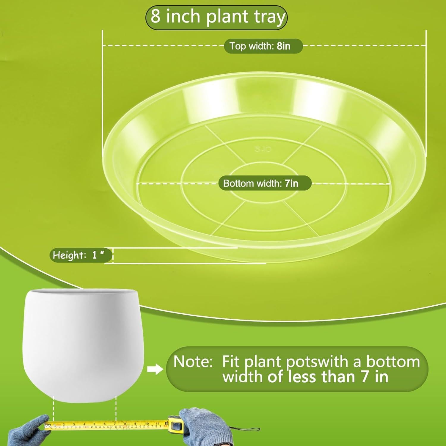Plato para Plantas HQAUT 8 Pulgadas Paquete de 5 Transparentes