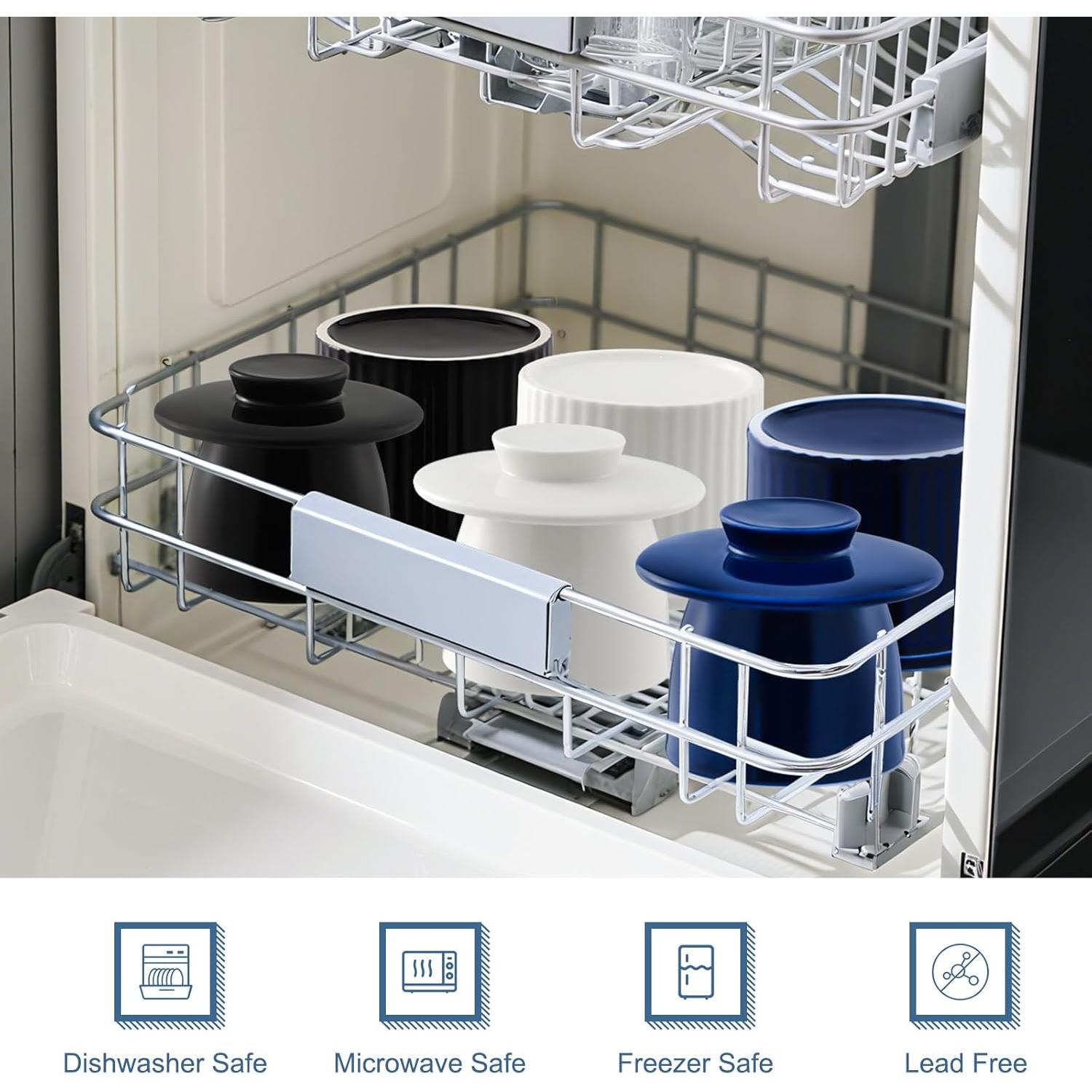 Crock de Mantequilla Cerámica Blanco 226.8g con Sello de Agua