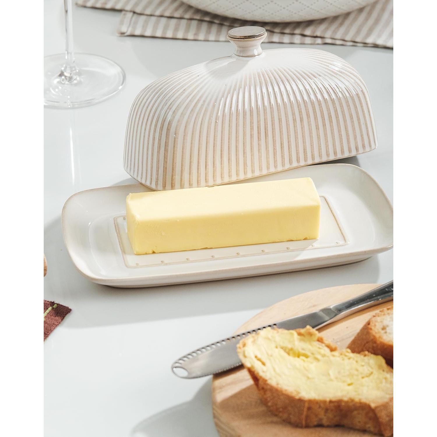 Plato de Mantequilla Cerámica Getstar con Tapa y Cuchillo 20.3 cm