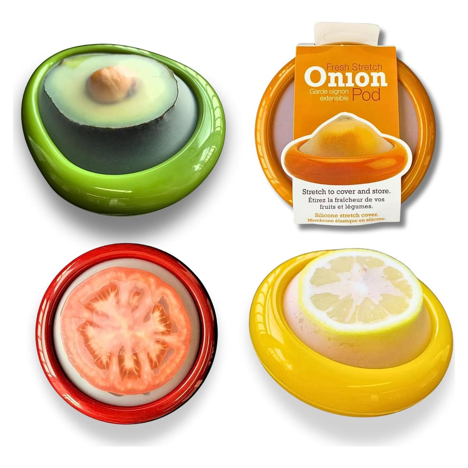 Juego de 4 Huggers de Silicona Reutilizables para Alimentos