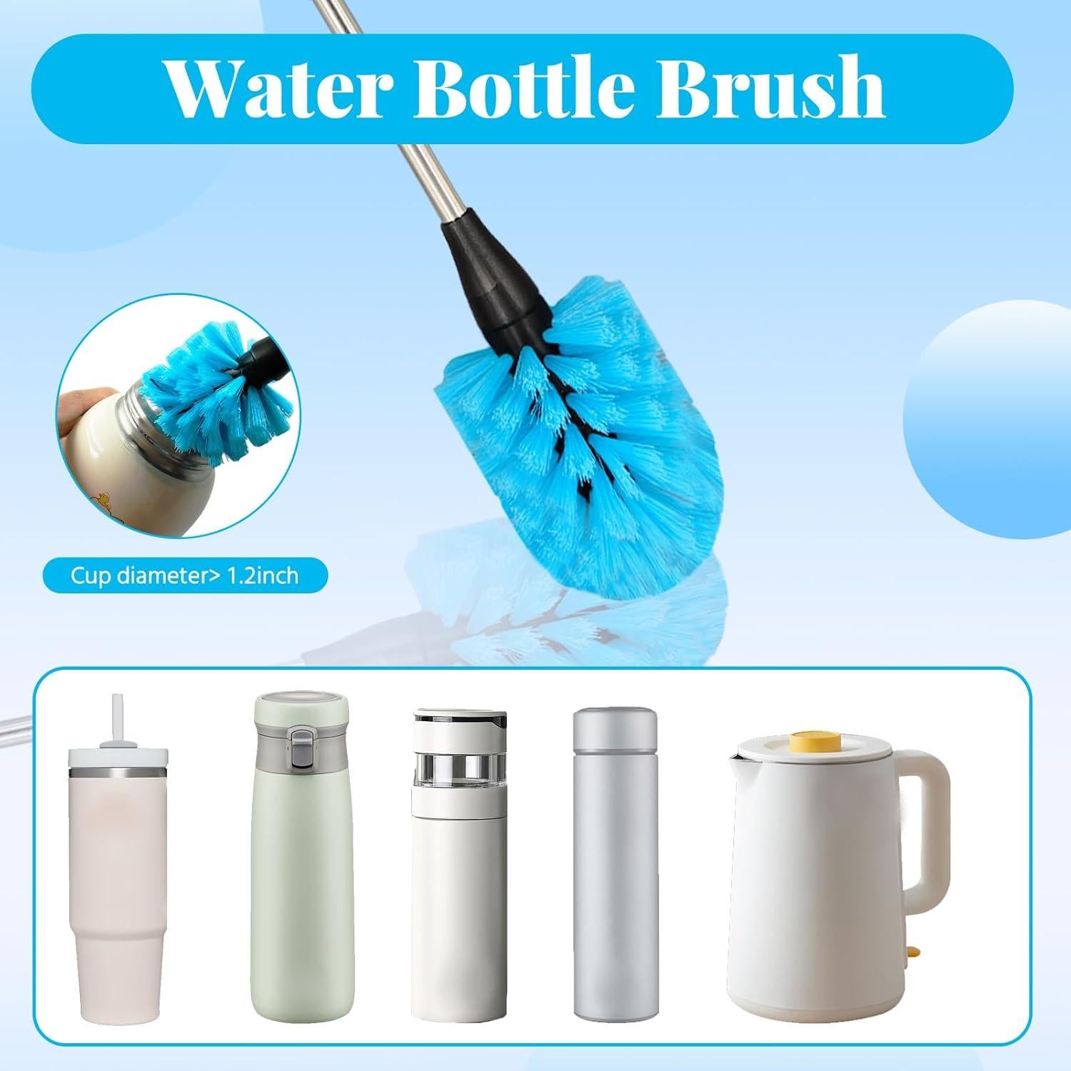 Cepillo de Botellas 4 en 1 TooLe - Azul, 30.48 cm