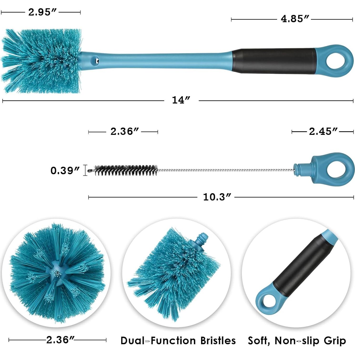 Cepillo de limpieza 2 en 1 Purtribe para botellas y pajitas